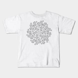 Round Floral Line Art Kids T-Shirt